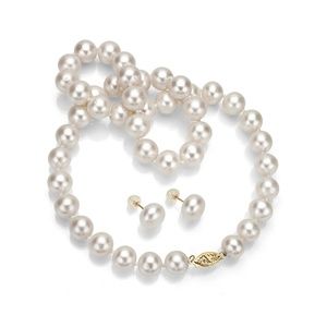 Crystal Avenue Pearl Necklace & Earrings